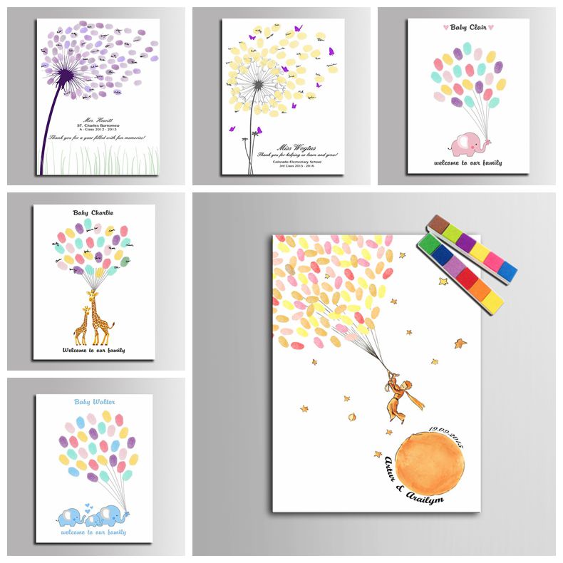 Personalized Guest Book - パーソナライズされた署名指紋ゲストブック 子供用 初聖体拝領記念品 ギフト 男の子 女の子