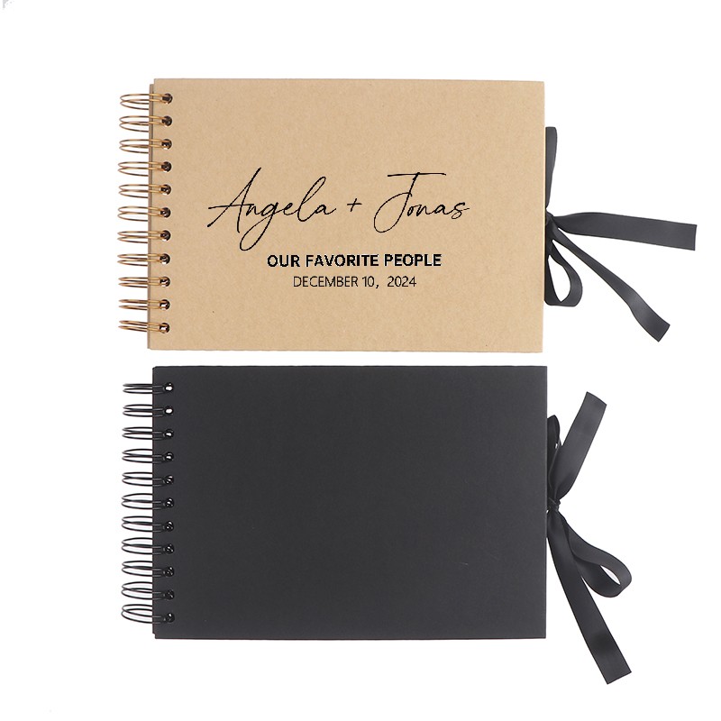 Personalized Guest Book - パーソナライズされた結婚式のゲストブック、写真クリーニングアルバム、サイン入り記念日ギフト（彼女向け）、スクラップブックカバー付き印刷済みゲストブック