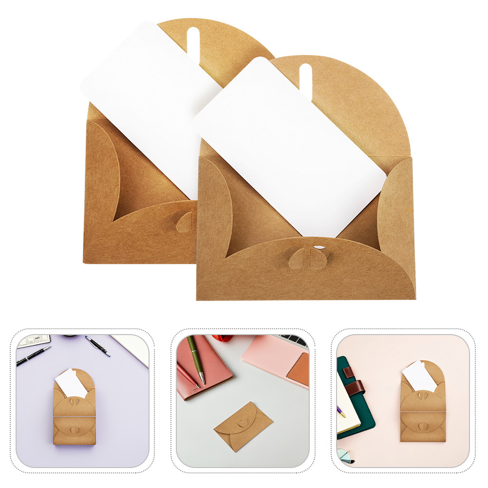 Wedding Envelopes - 30セット ミニクラフト封筒 ハート型留め具付き ブラウン 丈夫な紙製 結婚式