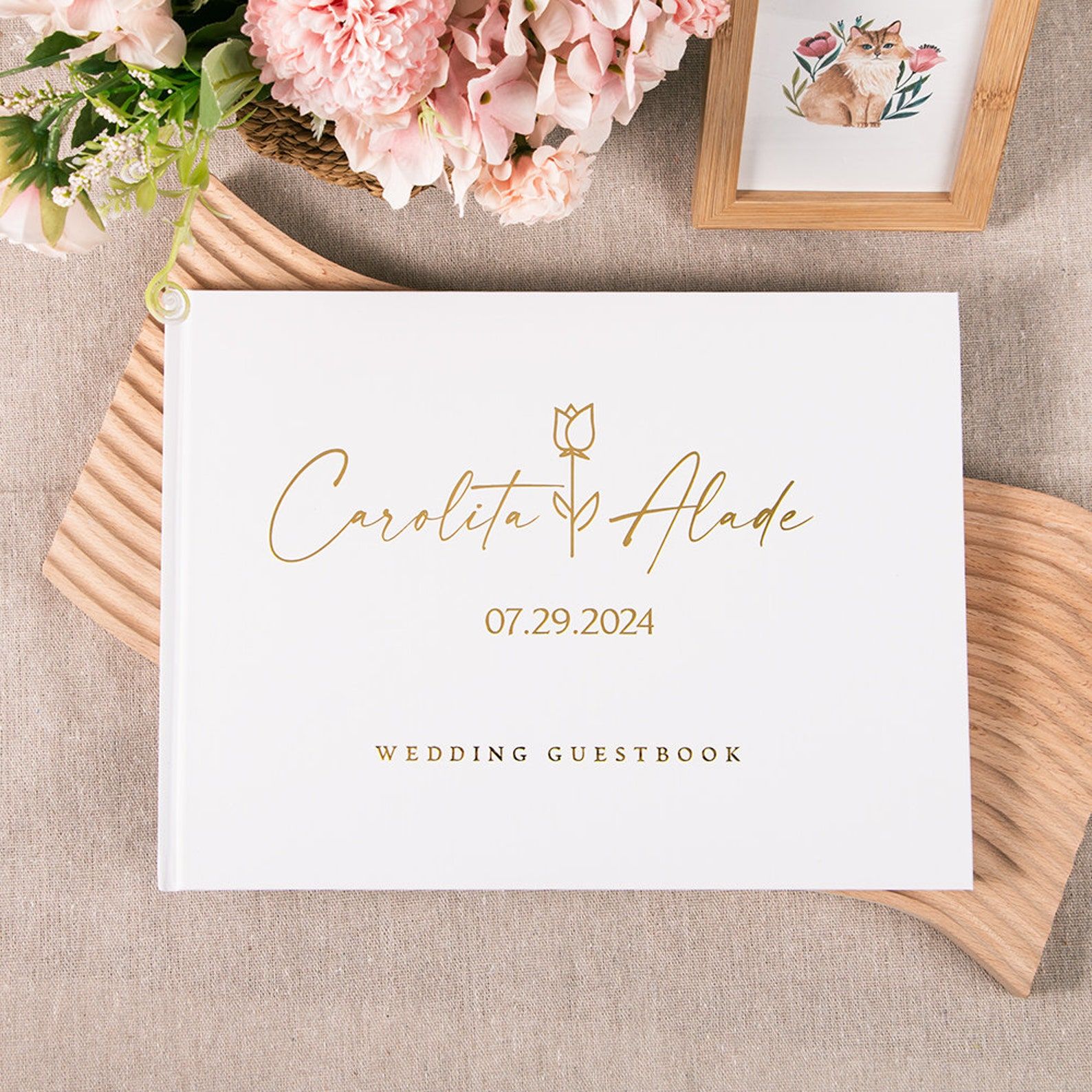 Personalized Guest Book - カスタム結婚式のゲストブック パーソナライズされたゲストブックサイン 婚約フォトアルバムブック ユニークな結婚式のゲストブック 結婚式の記念品ギフト