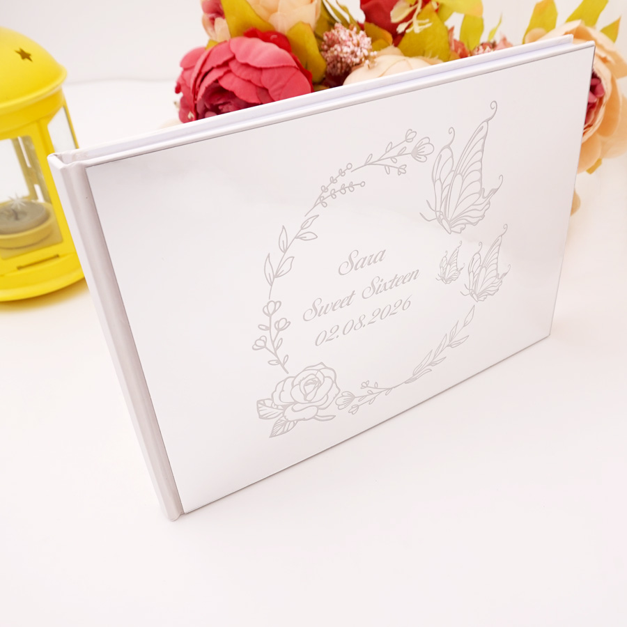カスタムバタフライデザインアクリルミラーゲストブック　名入れ - Personalized Guest Book のレビューと価格