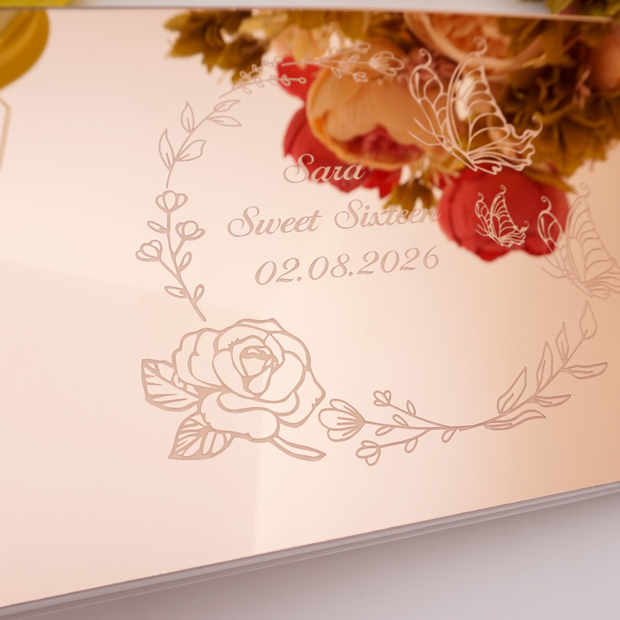 カスタムバタフライデザインアクリルミラーゲストブック　名入れ - Personalized Guest Book のレビューと価格