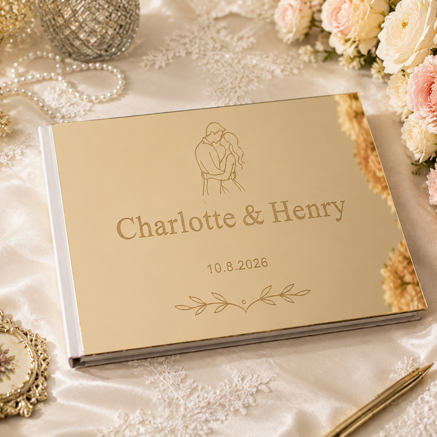 カスタム結婚式のゲストブック アクリルミラーカバー 9種類の - Personalized Guest Book のレビューと価格