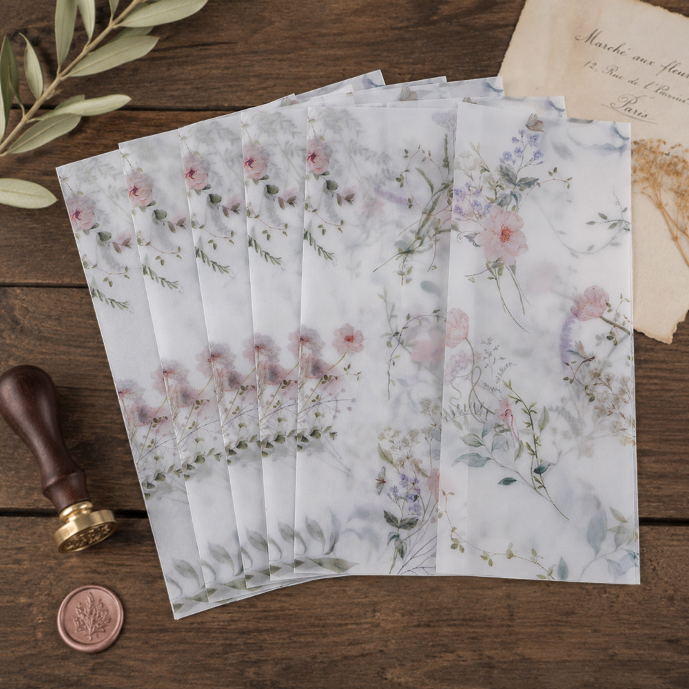 20/50枚入り水彩野花柄ベラムラップ、DIYベラム折り封筒 - Wedding Envelopes のレビューと価格