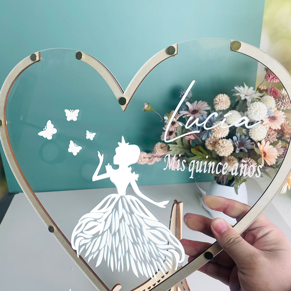 パーソナライズされた装飾的な花のドレス、mis xv mis - Personalized Guest Book のレビューと価格