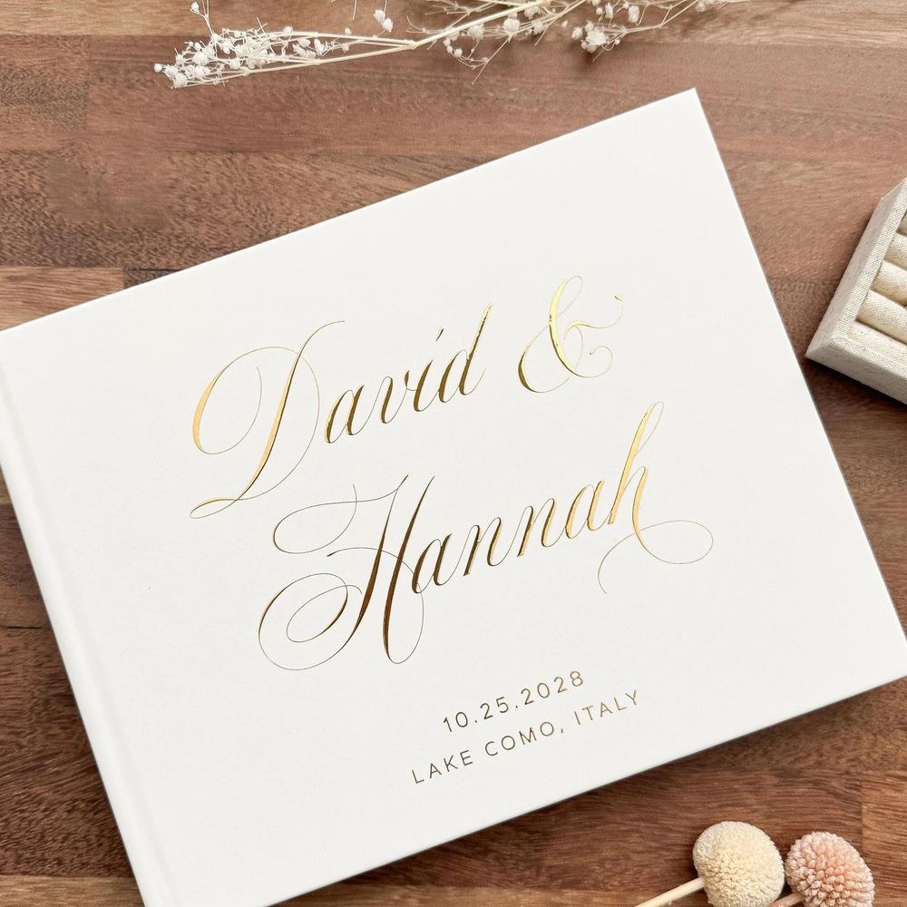 パーソナライズされた結婚式のゲストブック エレガントなホワイ - Personalized Guest Book のレビューと価格
