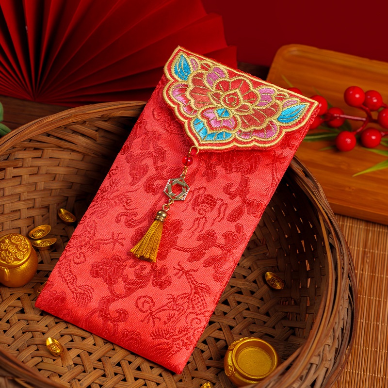 伝統的な中国の刺繍入り結婚式用赤い封筒1枚：1万人民元の結婚 - Wedding Envelopes のレビューと価格