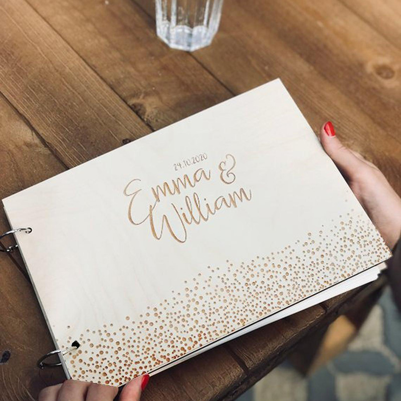 パーソナライズされた結婚式のゲストブックカスタムウッドゲスト - Personalized Guest Book のレビューと価格