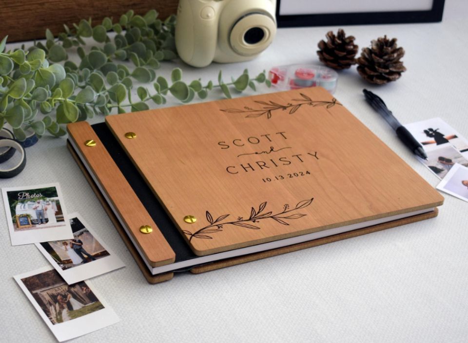 木製結婚式のゲストブックフォトアルバム、木製ゲストブック、パ - Personalized Guest Book のレビューと価格
