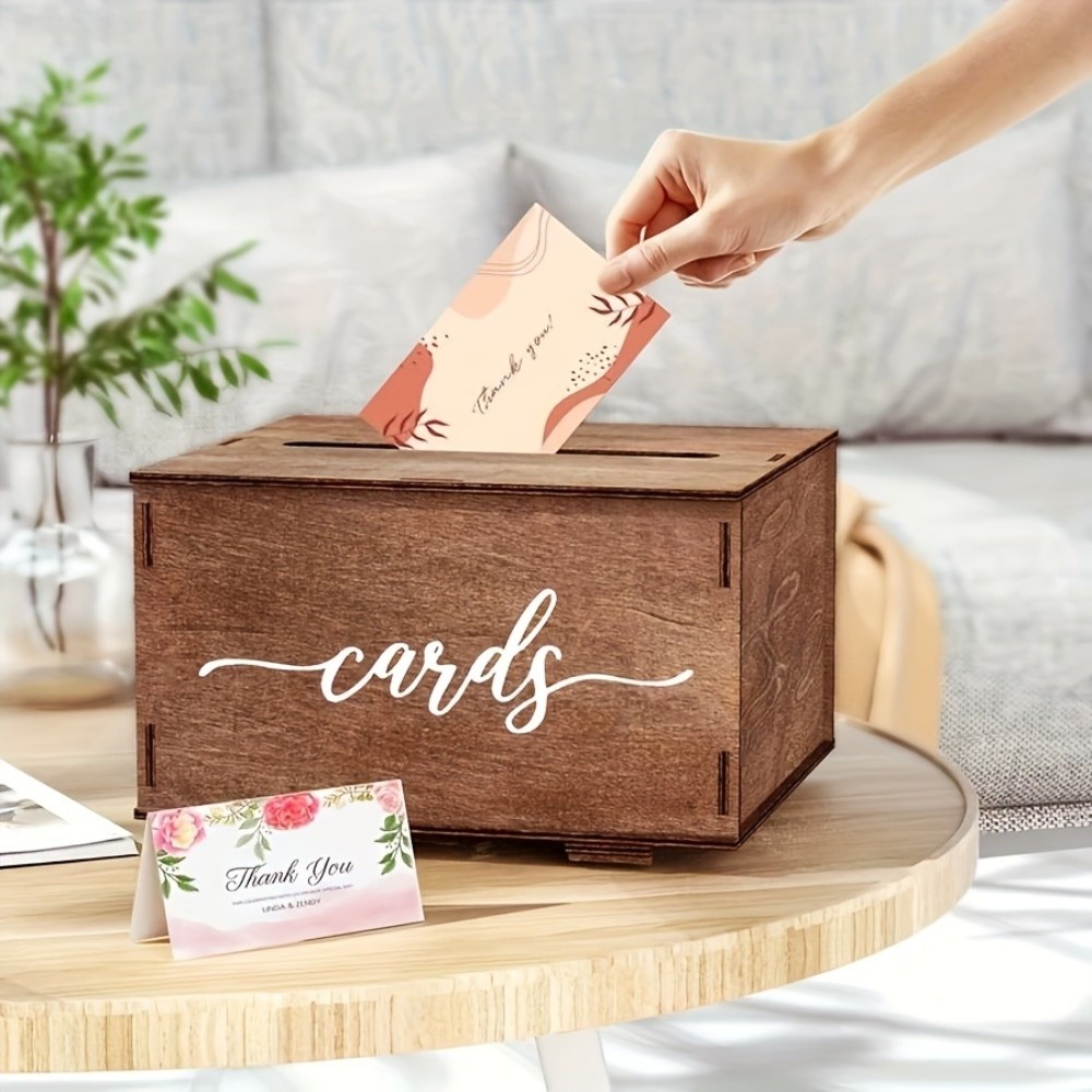 新しい木製ウェディングカードボックス蓋付き装飾ギフトカード収 - Wedding Card Box のレビューと価格