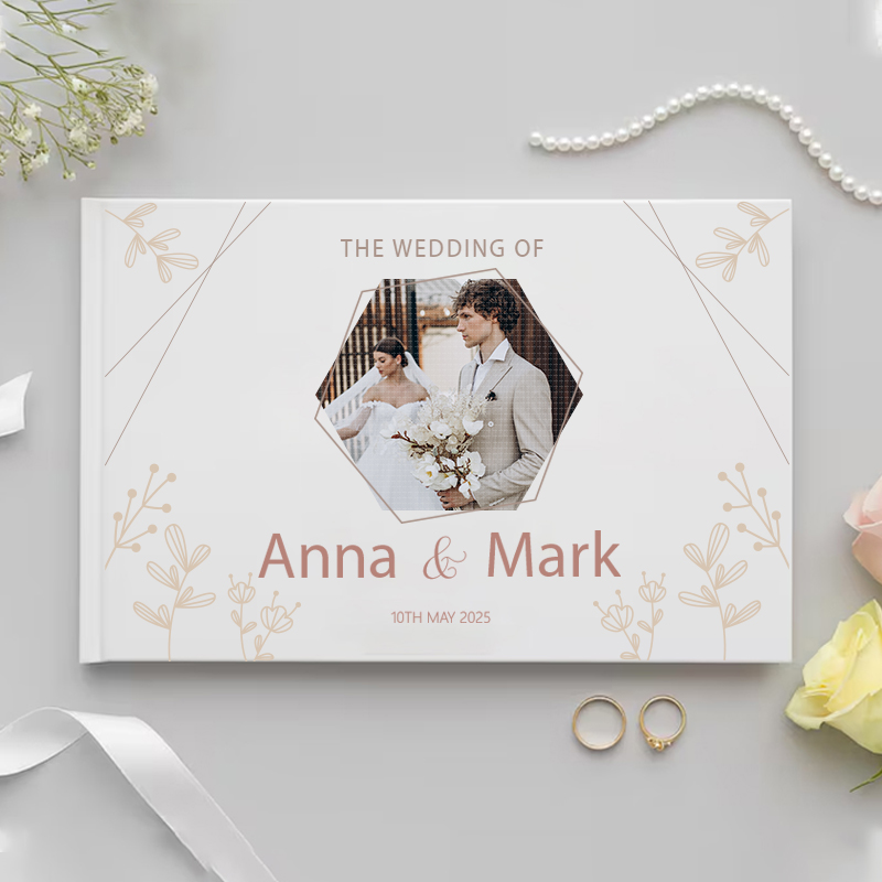 結婚祝い用のパーソナライズされたゲストブック ホワイトノーブ - Personalized Guest Book のレビューと価格