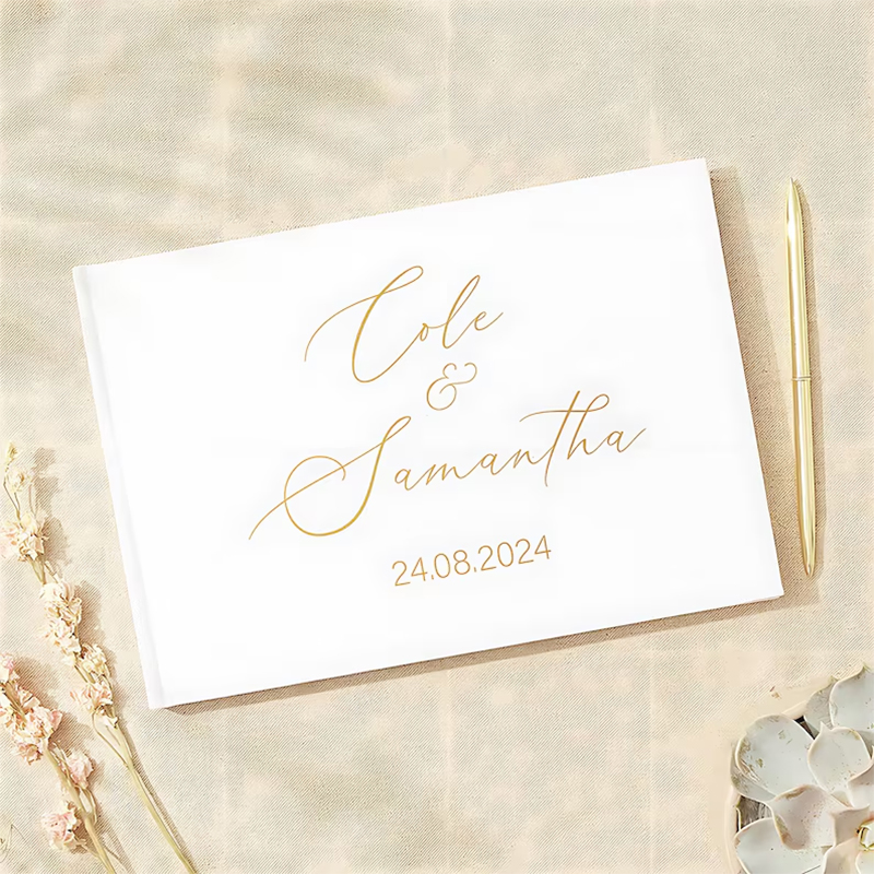 結婚祝い用のパーソナライズされたゲストブック ホワイトノーブ - Personalized Guest Book のレビューと価格