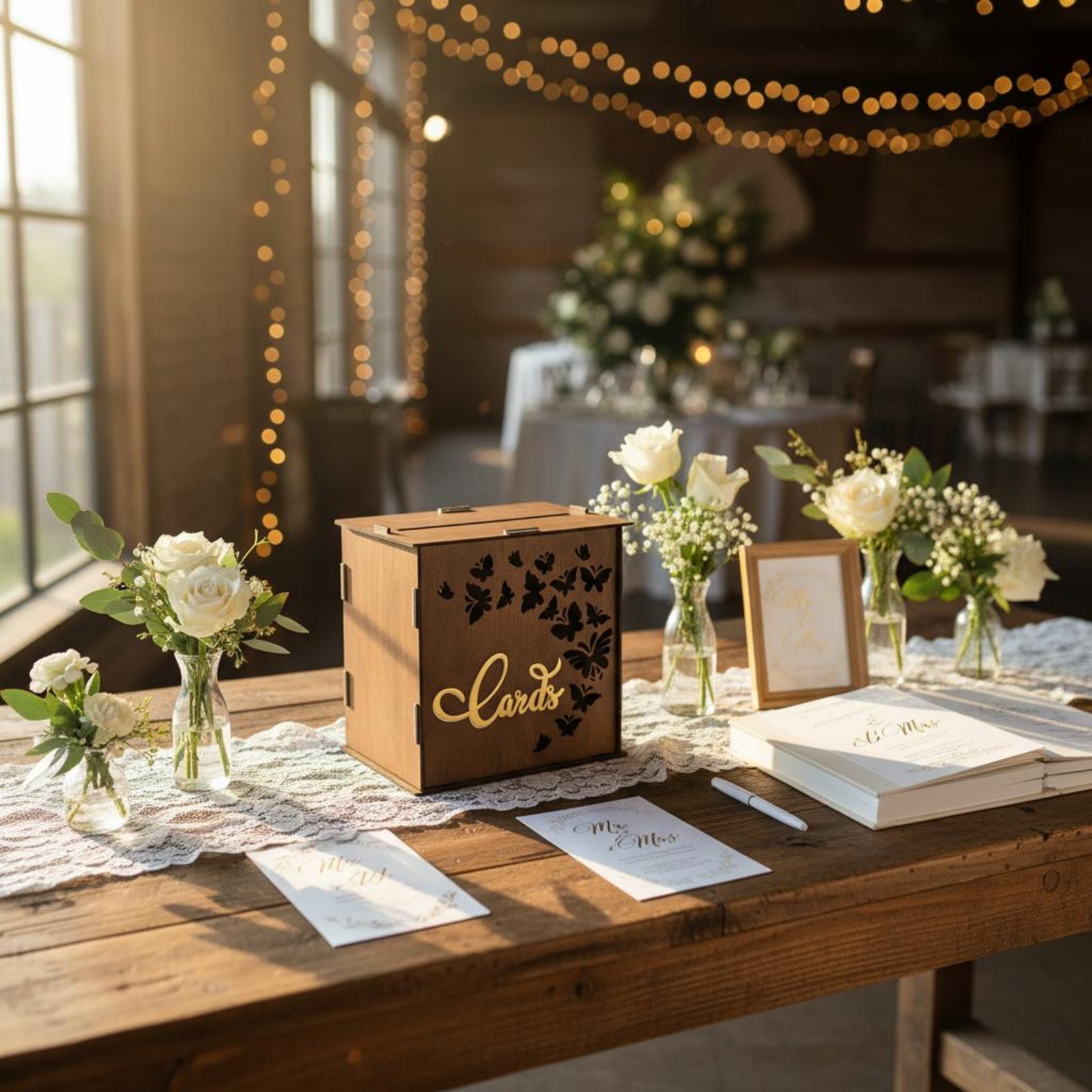 結婚式のカードボックス カードスロット 木製カードボックス  - Wedding Card Box のレビューと価格