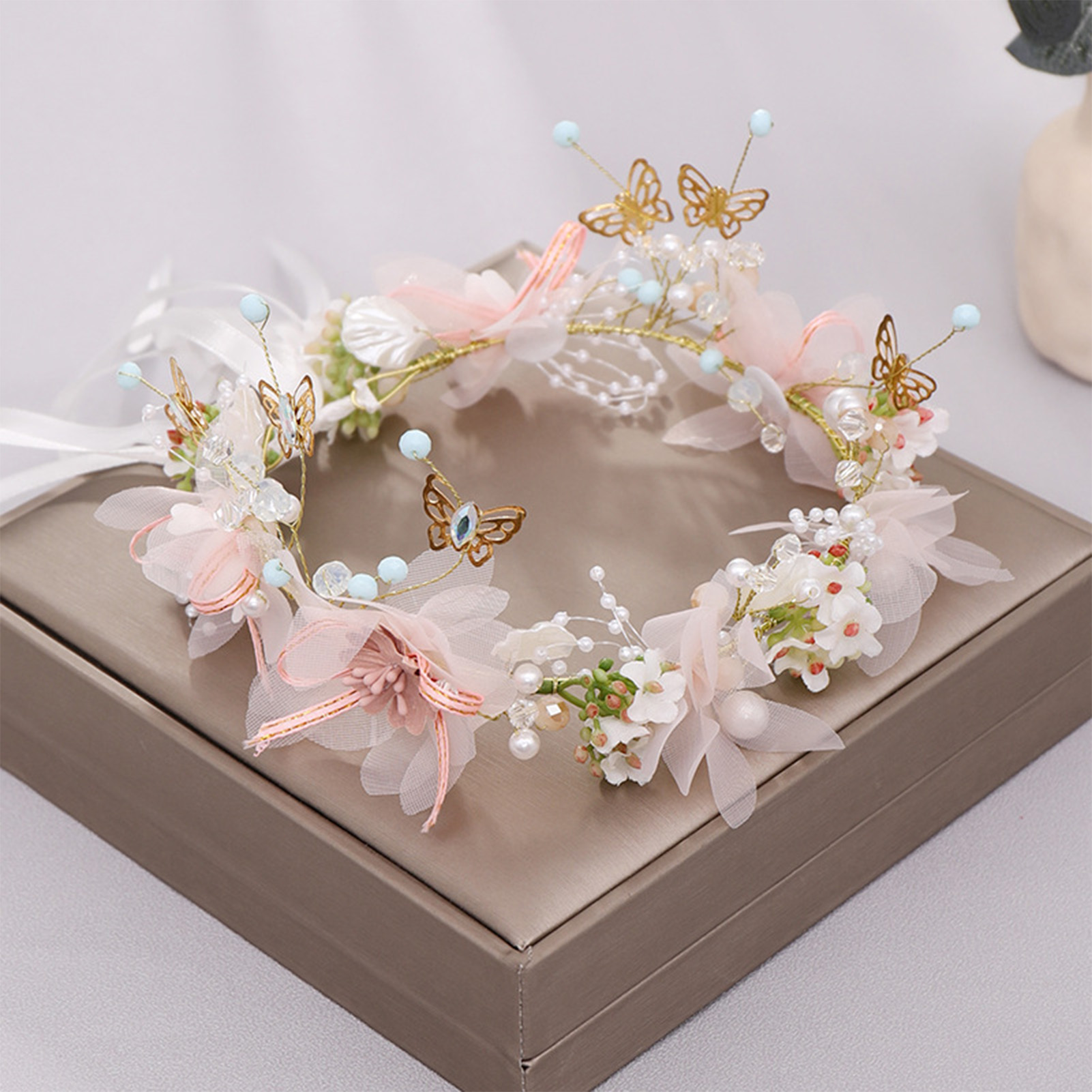 女性女の子フラワーヘッドバンド花嫁蝶花冠ヘアバンドヘアアクセ - Wedding Supply Store のレビューと価格