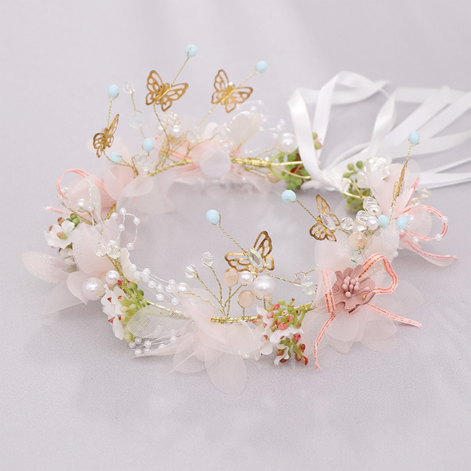 女性女の子フラワーヘッドバンド花嫁蝶花冠ヘアバンドヘアアクセ - Wedding Supply Store のレビューと価格