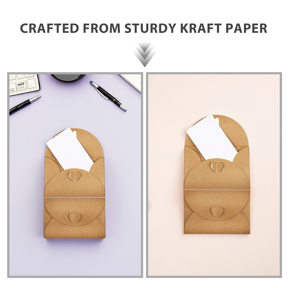 30セット ミニクラフト封筒 ハート型留め具付き ブラウン  - Wedding Envelopes のレビューと価格