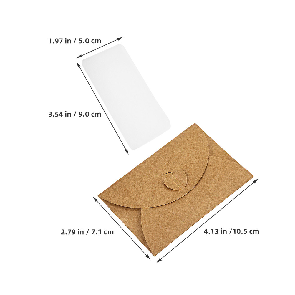 30セット ミニクラフト封筒 ハート型留め具付き ブラウン  - Wedding Envelopes のレビューと価格